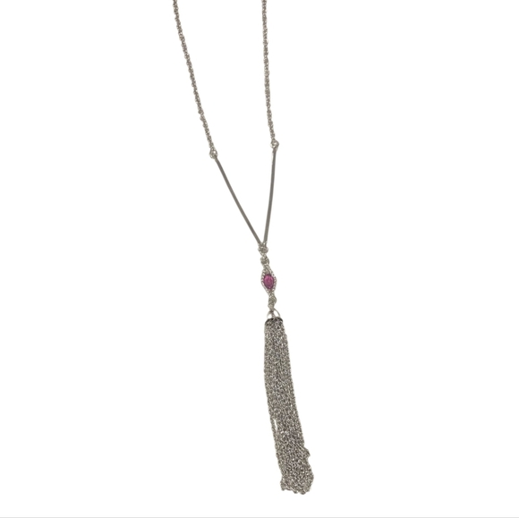 Jewelry - Silver and Pink Tassel Necklace
